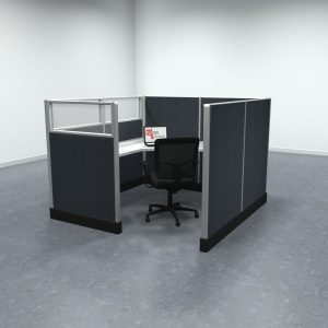 6x6 Office Cubicle Workstation with 53" Panels – Glass & Fabric Options - Image 8