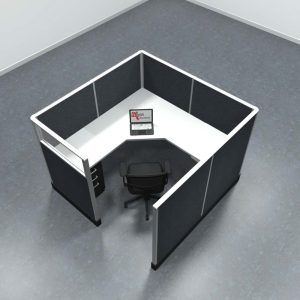 6x6 Office Cubicle Workstation with 53" Panels – Glass & Fabric Options - Image 4