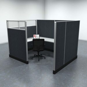 6x8 Office Cubicle Workstation with 67" Panels – Glass & Fabric Options - Image 3