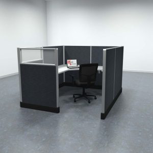 6x7 Office Cubicle Workstation with 53" Panels – Glass & Fabric Options - Image 3
