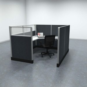 6x7 Office Cubicle Workstation with 53" Panels – Glass & Fabric Options - Image 4