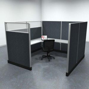 8x8 Office Cubicle Workstation with 67" Panels – Glass & Fabric Options - Image 3