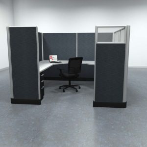 8x8 Office Cubicle Workstation with 67" Panels – Glass & Fabric Options - Image 4
