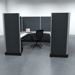 8x8 Office Cubicle Workstation with 67" Panels – Glass & Fabric Options - Image 6