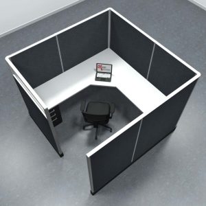 6x7 Office Cubicle Workstation with 67" Panels – Glass & Fabric Options - Image 5