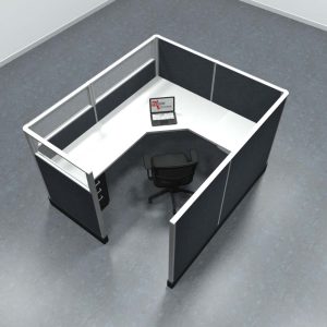 6x7 Office Cubicle Workstation with 53" Panels – Glass & Fabric Options - Image 8