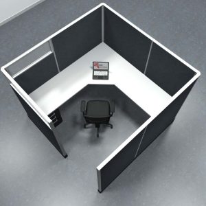 7x7 Office Cubicle Workstation with 67" Panels – Glass & Fabric Options - Image 6