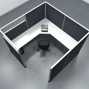 8x8 Office Cubicle Workstation with 67" Panels – Glass & Fabric Options - Image 8