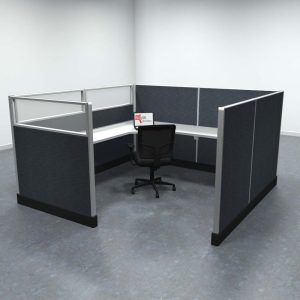 8x8 Office Cubicle Workstation with 53" Panels – Glass & Fabric Options - Image 3