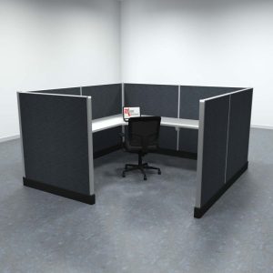 8x8 Office Cubicle Workstation with 53" Panels – Glass & Fabric Options - Image 4