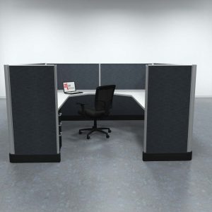 8x8 Office Cubicle Workstation with 53" Panels – Glass & Fabric Options - Image 6