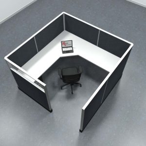 7x7 Office Cubicle Workstation with 53" Panels – Glass & Fabric Options - Image 5