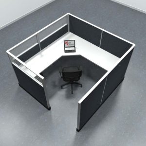 7x7 Office Cubicle Workstation with 53" Panels – Glass & Fabric Options - Image 7