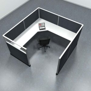 8x8 Office Cubicle Workstation with 53" Panels – Glass & Fabric Options - Image 7