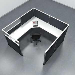 8x8 Office Cubicle Workstation with 53" Panels – Glass & Fabric Options - Image 8