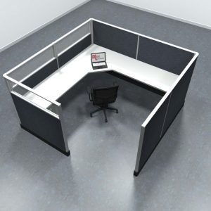 8x8 Office Cubicle Workstation with 53" Panels – Glass & Fabric Options - Image 9