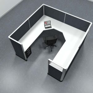 8x8 Office Cubicle Workstation with 53" Panels – Glass & Fabric Options - Image 11