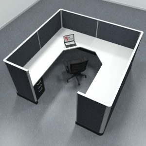 8x8 Office Cubicle Workstation with 53" Panels – Glass & Fabric Options - Image 12