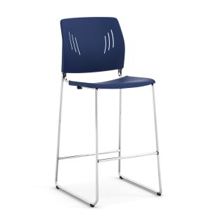 GS 11 Bar-Height Polyurethane Stool with Footrest and Chrome Frame - Image 3
