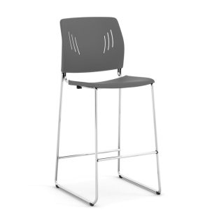 GS 11 Bar-Height Polyurethane Stool with Footrest and Chrome Frame - Image 4