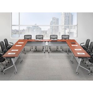 Nesting Training Tables with Locking Casters. Silver or Black Base - Image 4