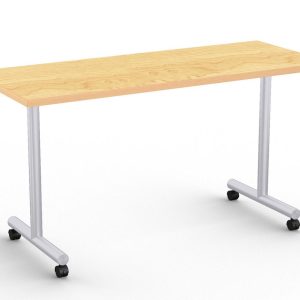 "T" Leg Base Training Tables with Glides or Casters. Silver or Black Base - Image 3